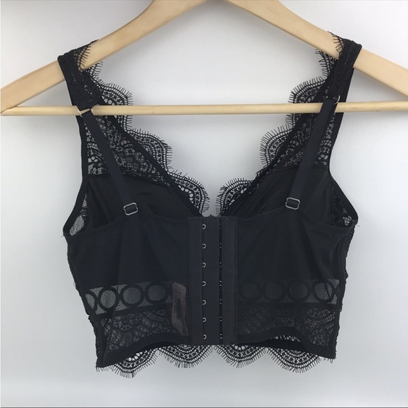 NWOT Victoria’s Secret Black Lace Long Line Bralette in Medium - Picture 2 of 2